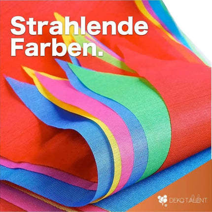 XXL Wimpelkette Stoff 100 Meter bunt Girlande Banner Fahne - Indoor & Outdoor Draußen als Deko Dekoration