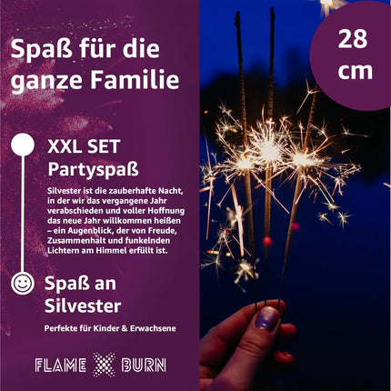 XXL Wunderkerzen 28 cm - Sternspitzer - Funkenzauber im Sternenlicht – für festliche Anlässe wie Partys, Hochzeiten, Geburtstage und Silvester