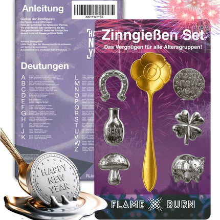 Zinngießen Set für Silvester 2026: Traditionelles Partyspiel mit Orakelbuch