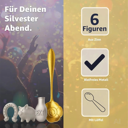 Zinngießen Set für Silvester 2026: Traditionelles Partyspiel mit Orakelbuch – Detailansicht 2