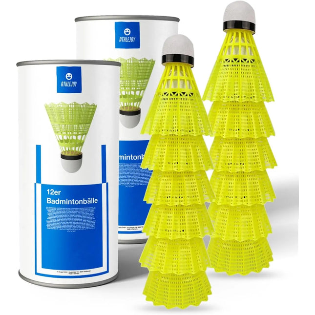 athlejoy Badminton Federbälle - Training und Wettkampf - Badmintonbälle für den Einsatz im Freien und in der Halle