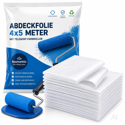 Transparente Maler-Abdeckfolie, 4 × 5 m