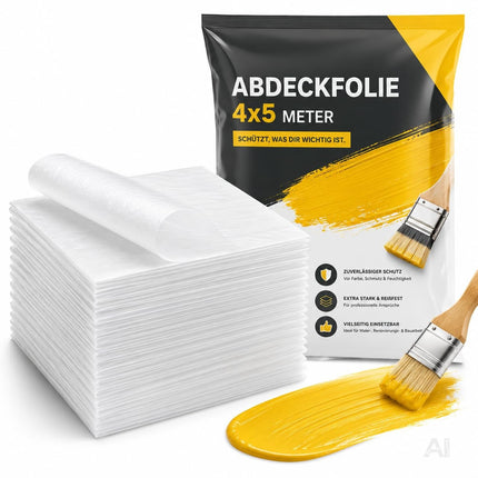 6x Easy Clean - 4 x 5 m - 120 qm - extra stark - Abdeckfolie Maler Abdeckplane Malerfolie