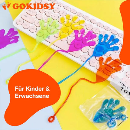 gokidsy 14x Klatschhand Mitgebsel für Kinder: Als Mitbringsel, Gastgeschenk & Giveaway - Glibberhände als Partygeschenke - Kindergeburtstag von Jungen & Mädchen