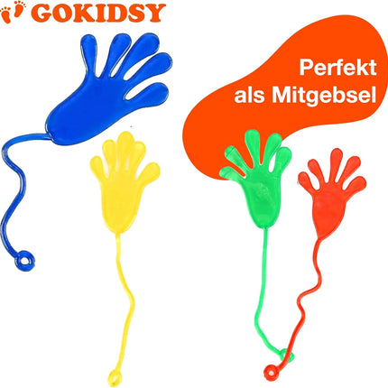 gokidsy 14x Klatschhand Mitgebsel für Kinder: Als Mitbringsel, Gastgeschenk & Giveaway - Glibberhände als Partygeschenke - Kindergeburtstag von Jungen & Mädchen