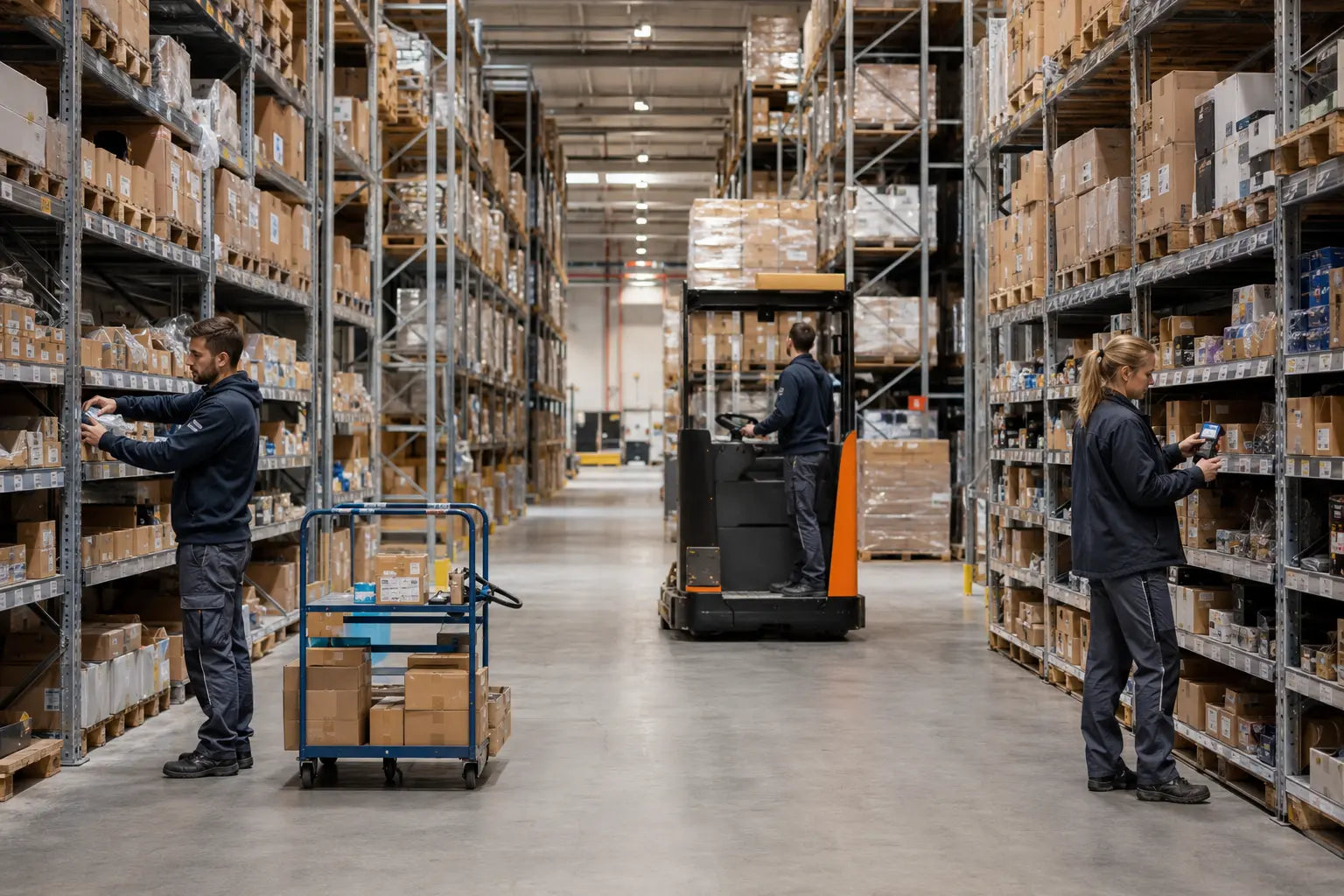 Gefüllter Lagergang in einem Fulfillment-Center