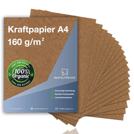 100x Kraftpapier 160 g/m² DIN A4 braunes apier aus Kartonpapier