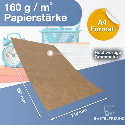 100x Kraftpapier 160 g/m² DIN A4 braunes apier aus Kartonpapier