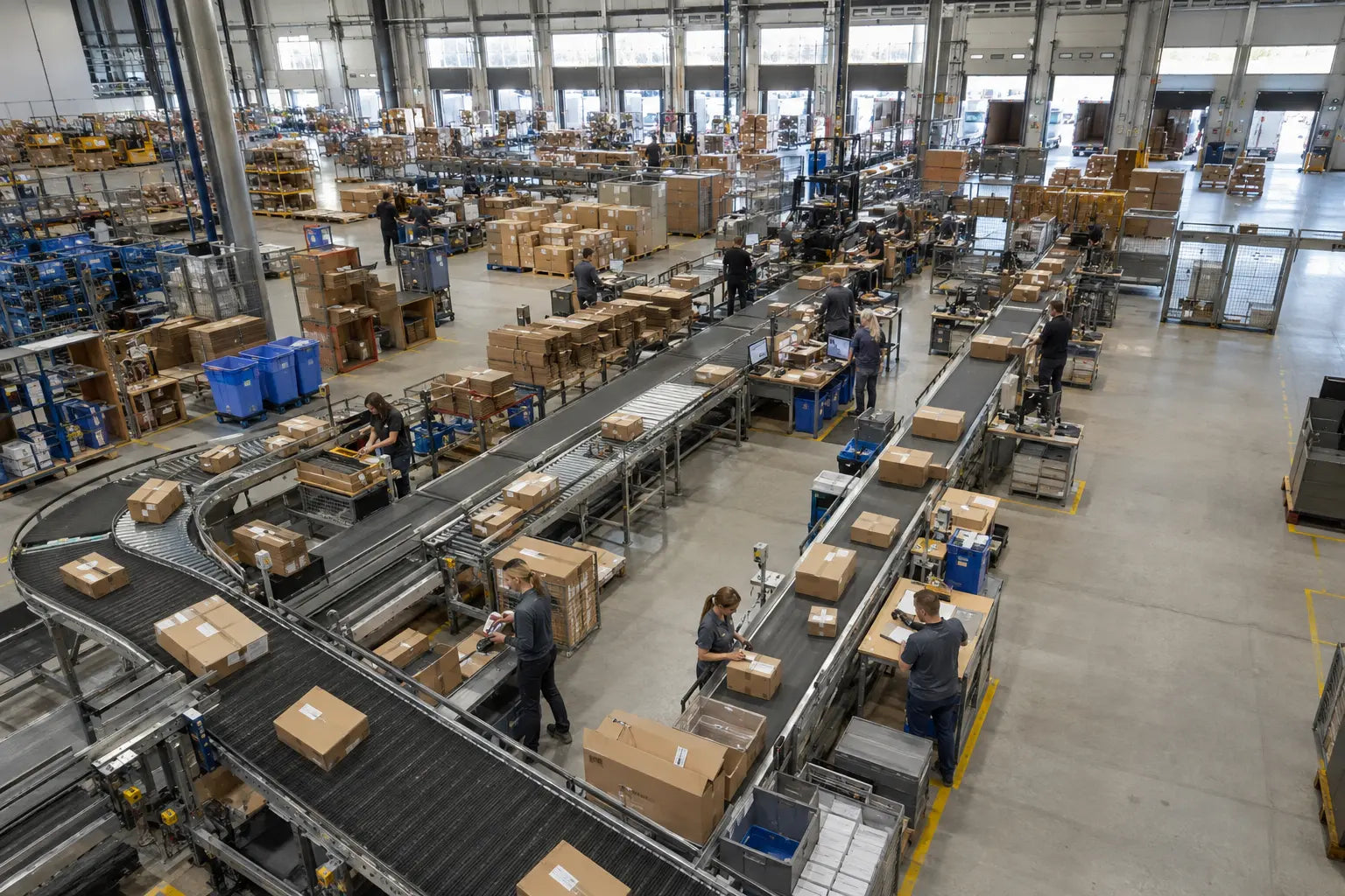 Weitläufige Versandfläche mit Fördertechnik