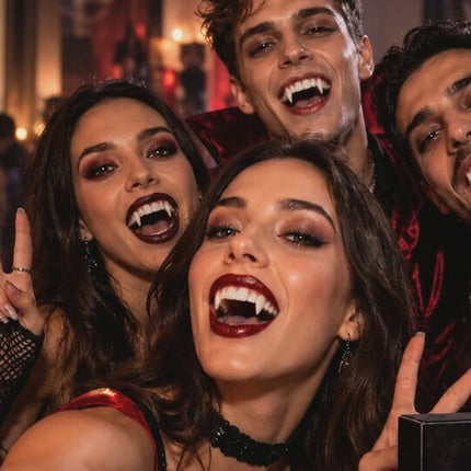XXL Vampirzähne zum Aufstecken & Aufkleben – Vampirzähne für Dracula- & Vampirkostüm – Halloween, Karneval & Mottoparty