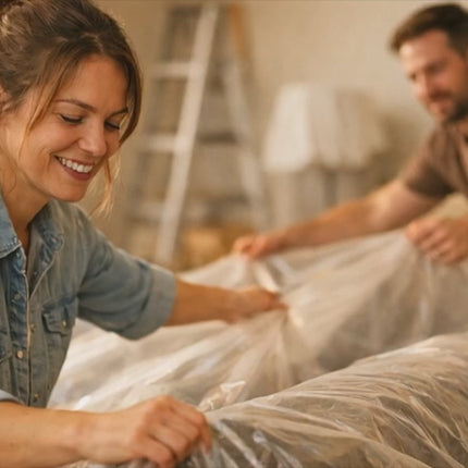 6x Malerplane 4x5 meter - Abdeckfolie - transparent & extra stark