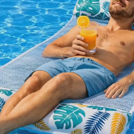 Aufblasbare Wasserhängematte in Grün – Schwimmende Pool-Luftmatratze für Pool, Strand und See