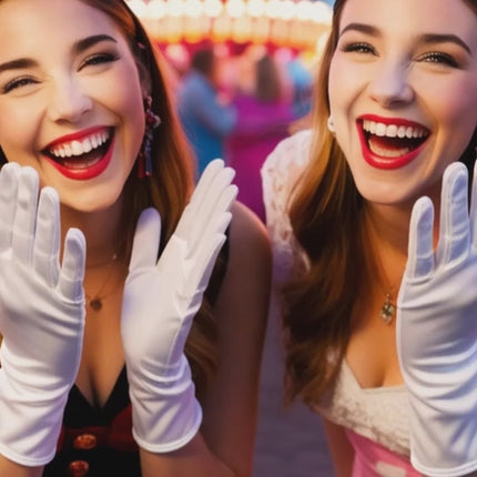 Minnie Maus Kostüm Set mit Ohren und Handschuhen – 2er Set Mausohren für Damen an Fasching & Karneval