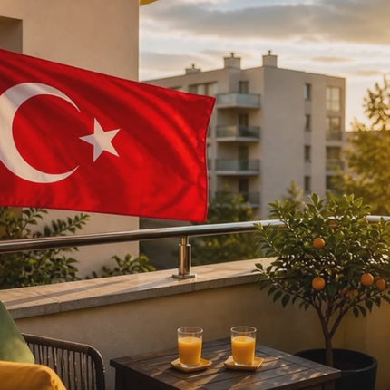 Türkei-Flagge 90x150 cm – EM 2028 Europameisterschaft Fahne Fanartikel aus strapazierfähigem Polyester mit Metallösen