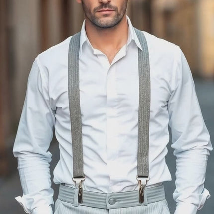 Hosenträger für Herren – elastisch & flexibel – 1920 Accessoires wie Gatsby, Charleston für Fasching & Karneval (grau)