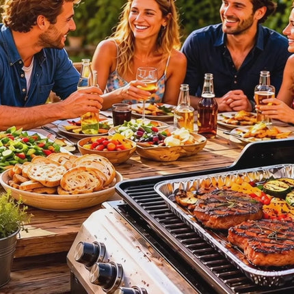 20 Aluminium-Grillschalen, 340 × 320 × 25 mm – Einwegschalen für Grill und Backofen