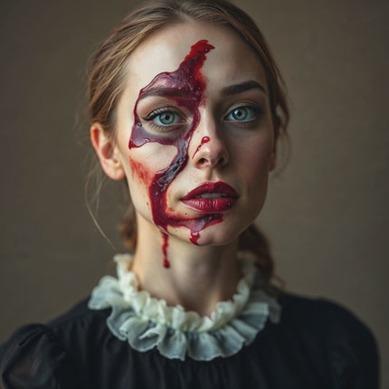 15 ml Blut - Fake Blood mit Wundschorf - täuschend echt & abwaschbar - Kunstblut - für Halloween & Fasching zum Schminken und Verkleiden