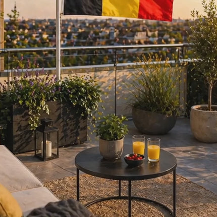 Belgien-Flagge 90x150 cm – EM 2028 Europameisterschaft Fahne Fanartikel aus strapazierfähigem Polyester mit Metallösen