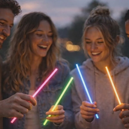 100x Knicklichter bunt – extra helle Glow Sticks mit Verbindern für Party, Silvester, Festival & Geburtstag – Leuchtstäbe mit langer Leuchtdauer