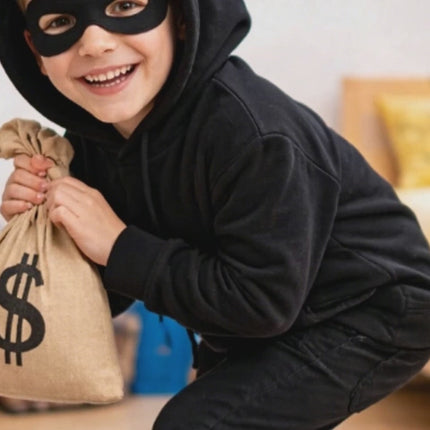 Augenmaske Bandit Zorro – schwarze Einbrecher Maske für Kinder & Erwachsene, ideal für Fasching & Karneval