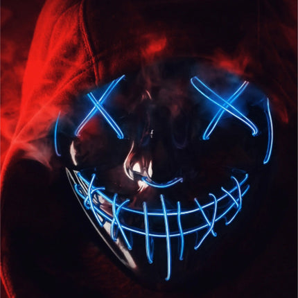 Halloween Maske Purge LED blau/rot mix - Kostümmaske steuerbar für Halloween, Fasching & Karneval als Kostüm & Verleidung für Herren & Damen (Kopie)