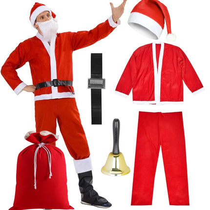 6 in 1 Nikolauskostüm - Weihnachtsmannkostüm - Santa Costume - für Weihnachten - Kostüm für Nikolaus - Weihnachtsmann - Santa Claus - Herren / Erwachsene