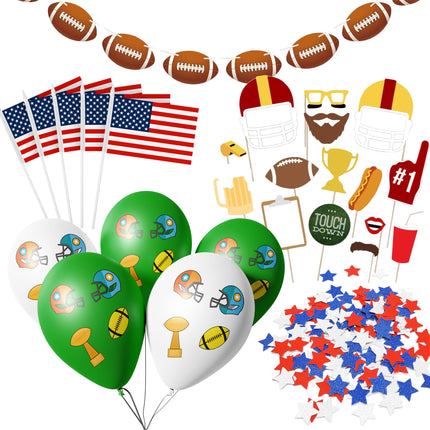 Dekotalent® XXL Super Bowl American Football NFL Dekoration Deko Set über 100 Teile, Luftballons, Girlande, Konfetti UVM.