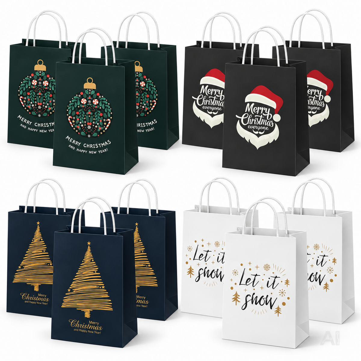 12 XXL Geschenktaschen Geschenktüten für Weihnachten: Große Weihnachtstüten ideal für Präsente & Geschenke Weihnachtstaschen