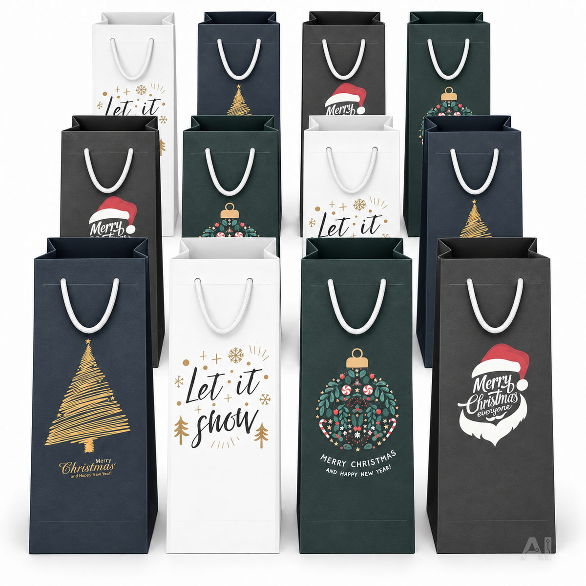 12x XXL Flaschentüten Geschenktüten Bottle Bag Weihnachten