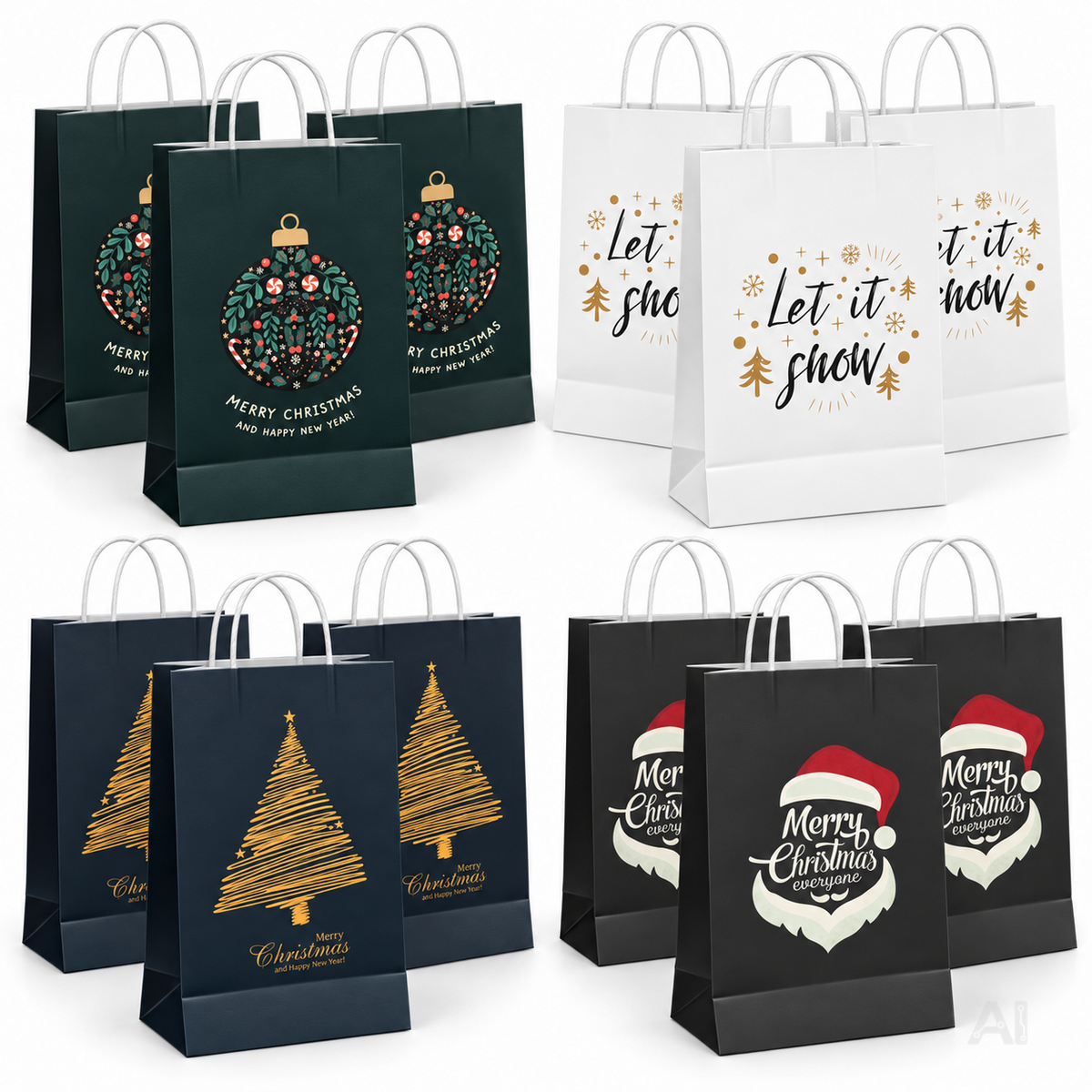 12x XXL Weihnachtstaschen Geschenktüten Weihnachtstüte Geschenktaschen Modern