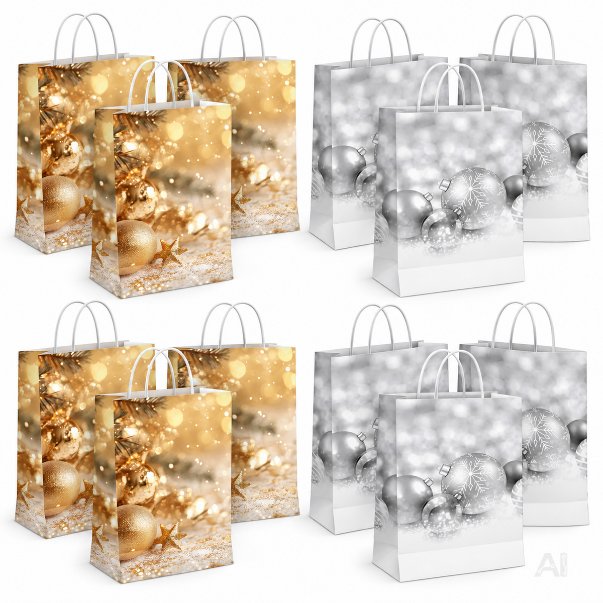 12x XXL Geschenktaschen Weihnachten - Geschenktüten Weihnachten ca. 23 x 17 cm