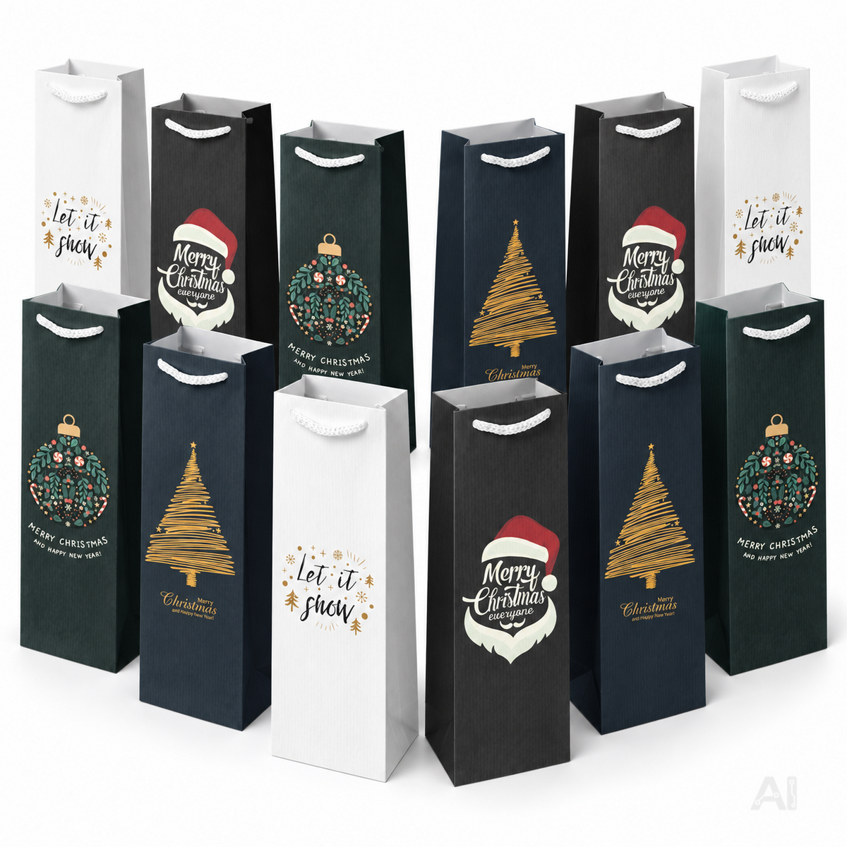 12x XXL Flaschentüten Weihnachten Bootle Bag Flaschen Weihnachten