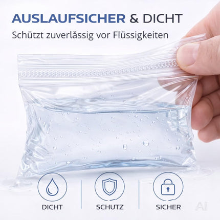 100x Druckverschlussbeutel Zip Set Baggys Baggies - reißfest & transparent Plastikbeutel Plastiktüten Polybag Zipper Ziplock Beutel klein & groß (8x12cm)