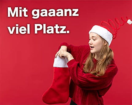 4X rote Weihnachtsstrumpf - Nikolaussocken zum Aufhängen & Befüllen - Kamin Socken an Weihnachten & Nikolaus TK Gruppe Timo Klingler