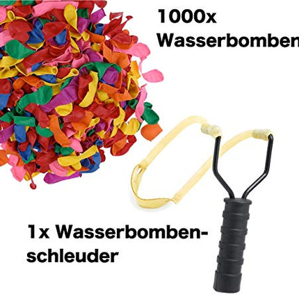 Wasserbomben Set mit 1000x Wasser Ballons & 1x Schleuder für Kinder & Erwachsene - Wasser Luftballons in bunten Farben TK Gruppe Timo Klingler