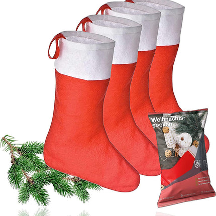 4X rote Weihnachtsstrumpf - Nikolaussocken zum Aufhängen & Befüllen - Kamin Socken an Weihnachten & Nikolaus TK Gruppe Timo Klingler